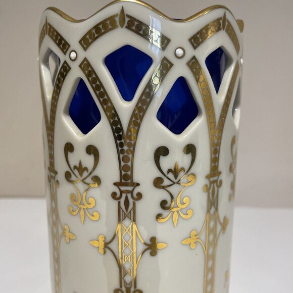 Lenox Millennium Collection Votive Candleholder Cobalt Blue Glass Globe 8" USA - Picture 2 of 13